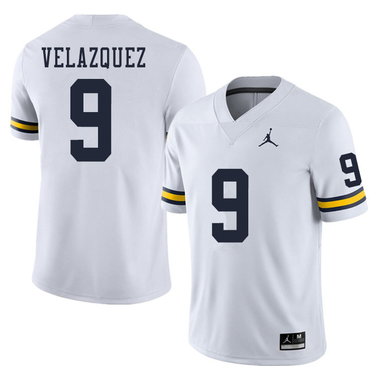 Men #9 Joey Velazquez Michigan Wolverines College Football Jerseys Sale-White - Click Image to Close